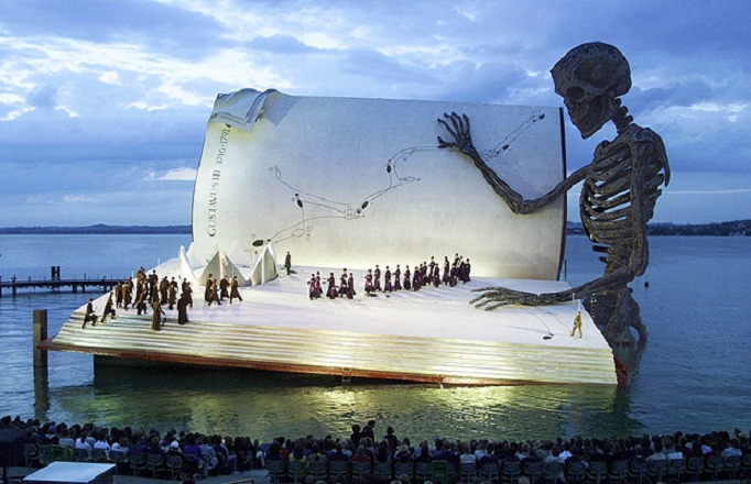 Skeleton opening a book: an incredible Opera Stage in Austria